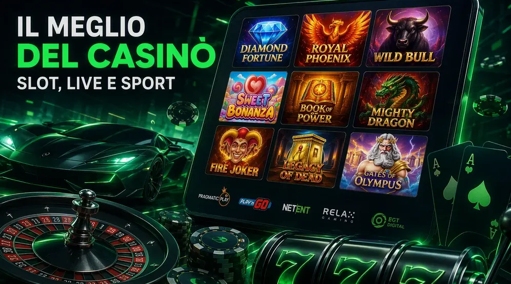 griglia di slot colorate con loghi provider su schermo