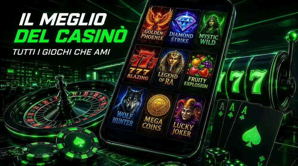 schermata piattaforma casino con giochi e slot